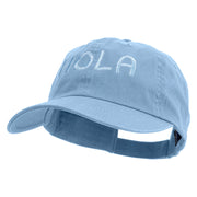 Artistic Style Hola Embroidered Low Profile Dyed Cotton Twill Cap - Sky-Blue OSFM