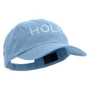 Artistic Style Hola Embroidered Low Profile Dyed Cotton Twill Cap - Sky-Blue OSFM