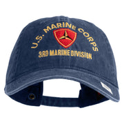 U.S. Marine Corps 3rd Marine Division Embroidered Washed Solid Pigment Dyed Cotton Twill Brass Buckle Cap - Navy OSFM