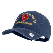 U.S. Marine Corps 3rd Marine Division Embroidered Washed Solid Pigment Dyed Cotton Twill Brass Buckle Cap - Navy OSFM