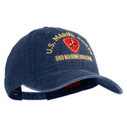 U.S. Marine Corps 3rd Marine Division Embroidered Washed Solid Pigment Dyed Cotton Twill Brass Buckle Cap - Navy OSFM