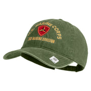 U.S. Marine Corps 3rd Marine Division Embroidered Washed Solid Pigment Dyed Cotton Twill Brass Buckle Cap - Olive OSFM