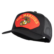U.S. Marine Red Patched Solid Cotton Twill Mesh Prostyle Cap - Black OSFM