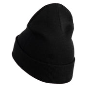 Small Basketball Iron on Patched 12 Inch Long Knitted Beanie - Black OSFM