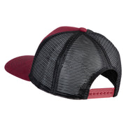 Large C Outline Faux Leather Patched Mesh Trucker Cap - Burgundy Black OSFM
