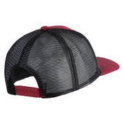 Large C Outline Faux Leather Patched Mesh Trucker Cap - Burgundy Black OSFM