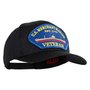 U.S. Merchant Marine EST 1775 Veteran Blue Patched Solid Cotton Twill Pro Style Cap - Black OSFM