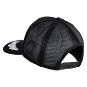 Scrambled Eggs Silver Patched Solid Cotton Twill 5 panel Mesh Back Cap - Black OSFM