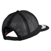 Scrambled Eggs Silver Patched Solid Cotton Twill 5 panel Mesh Back Cap - Black OSFM