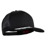 Scrambled Eggs Silver Patched Solid Cotton Twill 5 panel Mesh Back Cap - Black OSFM