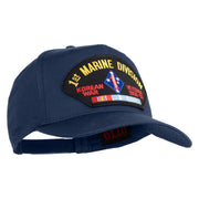 1st Marine Division Korean War Veteran 1950-1953 Patched Solid Cotton Twill 5 Panel Prostyle Snap Cap - Navy OSFM