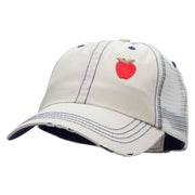 Small Red Apple Patched Low Profile Special Cotton Mesh Cap