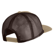 Large C Outline Faux Leather Patched Mesh Trucker Cap - Brown Khaki OSFM