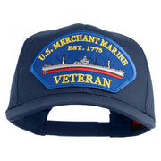 U.S. Merchant Marine EST 1775 Veteran Blue Patched Solid Cotton Twill Pro Style Cap - Navy OSFM