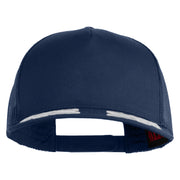 Scrambled Eggs Silver Patched Solid Cotton Twill 5 panel Mesh Back Cap - Navy OSFM