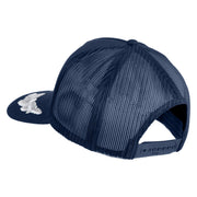 Scrambled Eggs Silver Patched Solid Cotton Twill 5 panel Mesh Back Cap - Navy OSFM