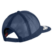 Scrambled Eggs Silver Patched Solid Cotton Twill 5 panel Mesh Back Cap - Navy OSFM