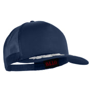 Scrambled Eggs Silver Patched Solid Cotton Twill 5 panel Mesh Back Cap - Navy OSFM