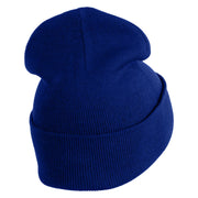 Small Silver Star of David Iron on Patched 12 Inch Long Knitted Beanie - Royal OSFM