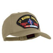 1st Marine Division Korean War Veteran 1950-1953 Patched Solid Cotton Twill 5 Panel Prostyle Snap Cap - Khaki OSFM