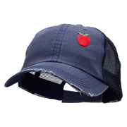 Small Red Apple Patched Low Profile Special Cotton Mesh Cap