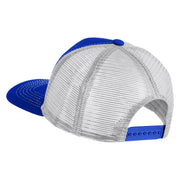 Large C Outline Faux Leather Patched Mesh Trucker Cap - Royal White OSFM