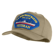 U.S. Merchant Marine EST 1775 Veteran Blue Patched Solid Cotton Twill Pro Style Cap - Khaki OSFM