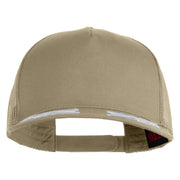 Scrambled Eggs Silver Patched Solid Cotton Twill 5 panel Mesh Back Cap - Khaki OSFM