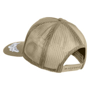 Scrambled Eggs Silver Patched Solid Cotton Twill 5 panel Mesh Back Cap - Khaki OSFM