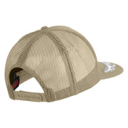 Scrambled Eggs Silver Patched Solid Cotton Twill 5 panel Mesh Back Cap - Khaki OSFM