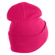 Small Silver Star of David Iron on Patched 12 Inch Long Knitted Beanie - Magenta OSFM