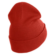 Small Basketball Iron on Patched 12 Inch Long Knitted Beanie - Rust OSFM