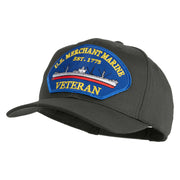 U.S. Merchant Marine EST 1775 Veteran Blue Patched Solid Cotton Twill Pro Style Cap - Charcoal OSFM