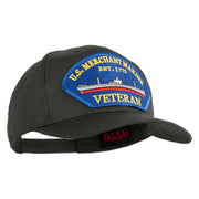 U.S. Merchant Marine EST 1775 Veteran Blue Patched Solid Cotton Twill Pro Style Cap - Charcoal OSFM