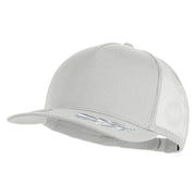 Scrambled Eggs Silver Patched Solid Cotton Twill 5 panel Mesh Back Cap - White OSFM