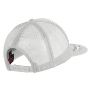 Scrambled Eggs Silver Patched Solid Cotton Twill 5 panel Mesh Back Cap - White OSFM