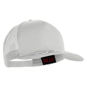 Scrambled Eggs Silver Patched Solid Cotton Twill 5 panel Mesh Back Cap - White OSFM