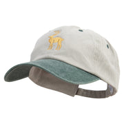 Chirstmas Golden Deer Embroidered Pigment Dyed Wash Cap - Beige-Green OSFM