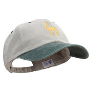 Chirstmas Golden Deer Embroidered Pigment Dyed Wash Cap - Beige-Green OSFM