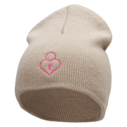 Lock Of Love Embroidered 8 Inch Short Beanie Made in USA