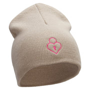 Lock Of Love Embroidered 8 Inch Short Beanie Made in USA