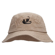 Fishing on Boat Unisex Multipurpose Crushable Cotton Twill Bucket Hat - Khaki