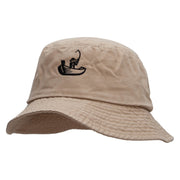 Fishing on Boat Unisex Multipurpose Crushable Cotton Twill Bucket Hat - Khaki