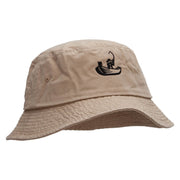 Fishing on Boat Unisex Multipurpose Crushable Cotton Twill Bucket Hat - Khaki