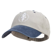 US Space Rocket Force Embroidered Pigment Dyed Wash Cap - Beige-Navy OSFM