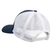 Licensed US Navy Circle Emblem Embroidered Flexfit 2 Tone Mesh Cap - Navy-White OSFM