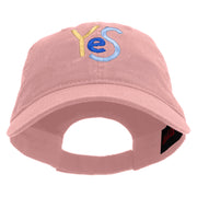 Colorful Yes Logo Embroidered Garment Washed Cotton Twill Cap - Soft-Pink OSFM