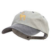 Chirstmas Golden Deer Embroidered Pigment Dyed Wash Cap - Beige-Black OSFM