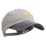 Chirstmas Golden Deer Embroidered Pigment Dyed Wash Cap - Beige-Black OSFM