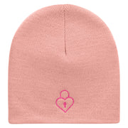 Lock Of Love Embroidered 8 Inch Short Beanie Made in USA